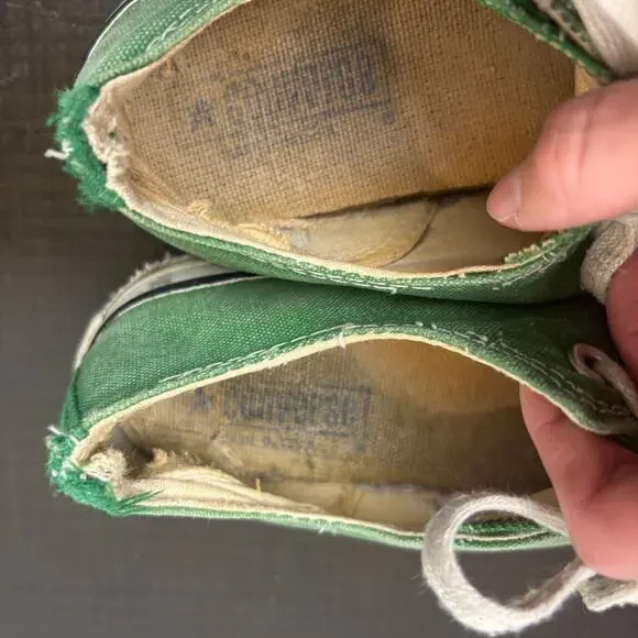 Vintage 80s Converse Low Shoes Sneakers Green Men's Size 6 Distressed